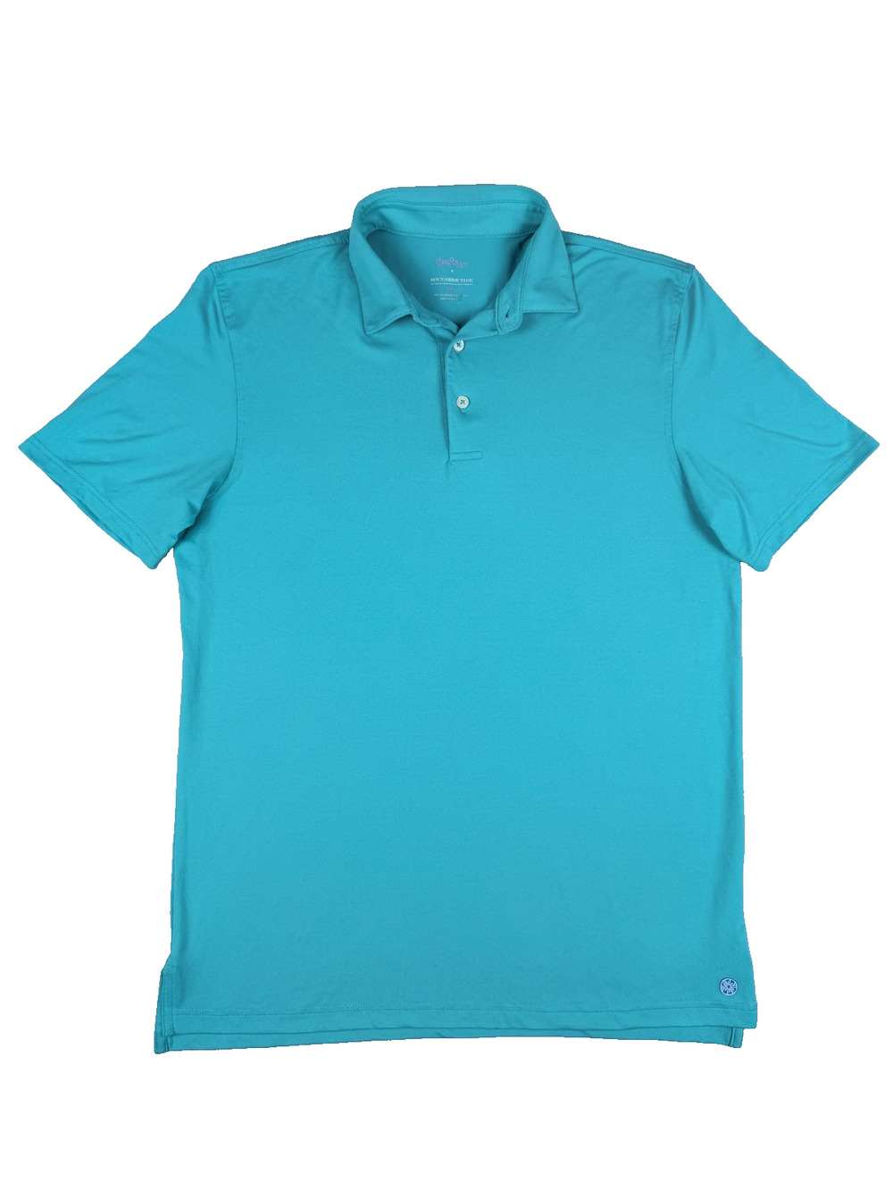Lilly Pulitzer x Southern Tide Golf Polo Mens M Teal Green Solid Short Sleeve